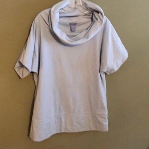 Baby blue maternity top.